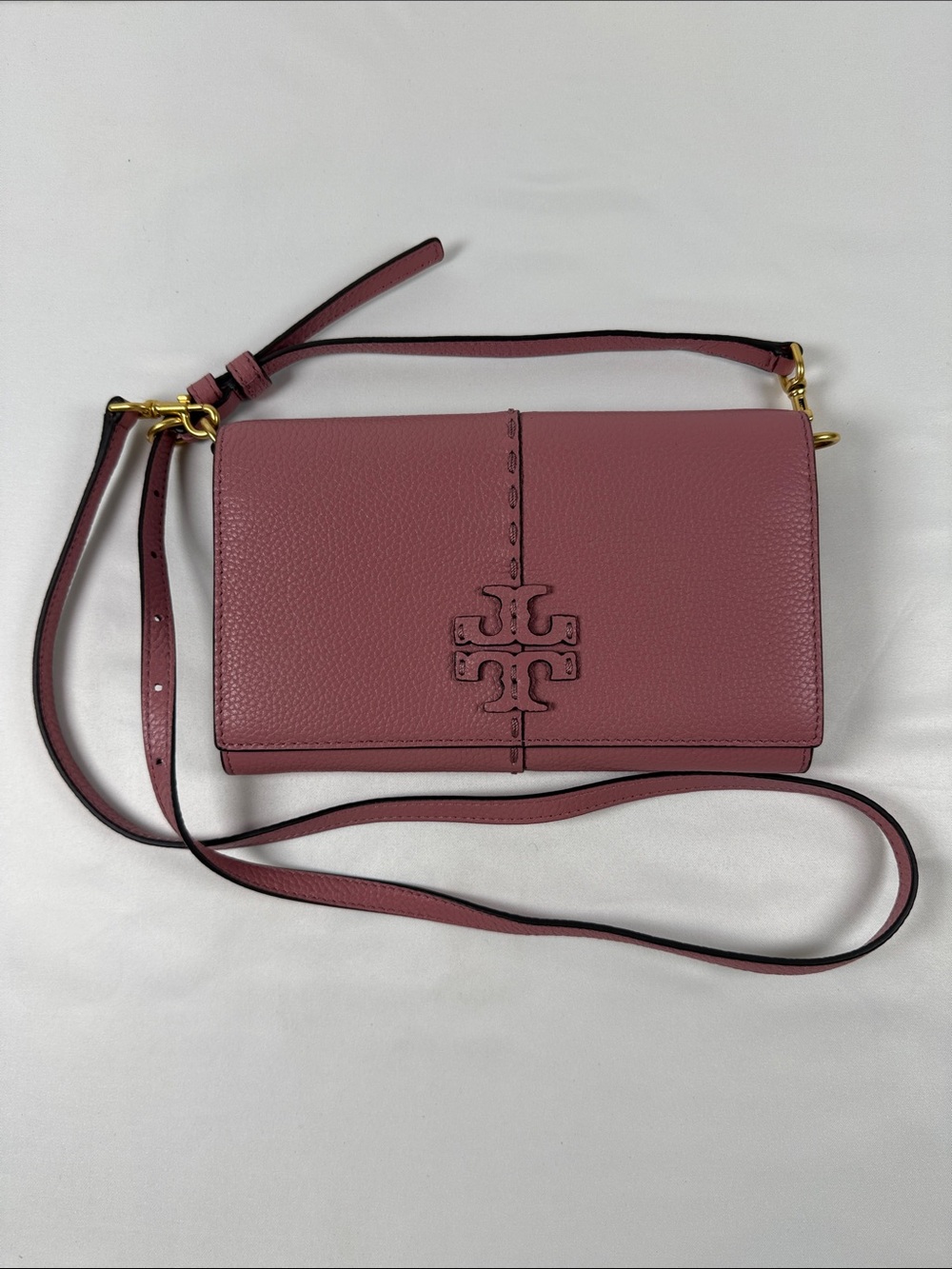 Tory Burch Dusty Rose Leather Crossbody Bag